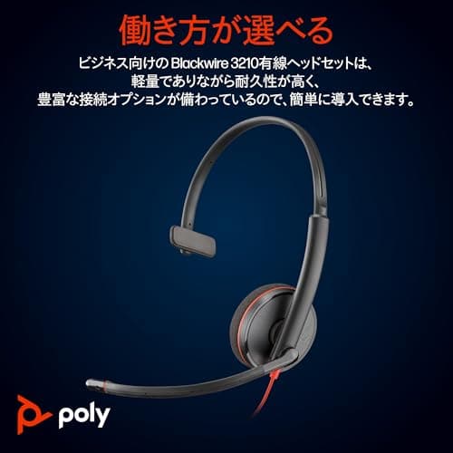 Poly Blackwire 3210 Wired Headset, Noise-Canceling Mic, Single-Ear Design, Connect to PC/Mac via USB-C or USB-A, Works with Teams & Zoom, Amazon Exclusive (9P7X7AA)