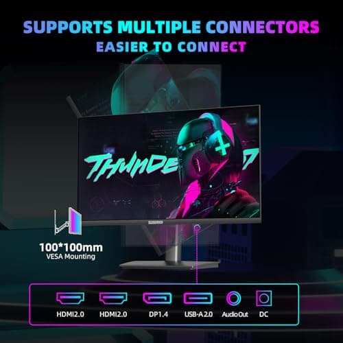27 Inch 4K 144Hz Gaming Monitor, UHD 3840x2160 Fast IPS Panel PC Monitor, 135% sRGB, Freesync & G-sync, Support PS5 120Hz VRR, HDMI 2.1,DP 1.4, Height/Vertical Adjustment, Built-in Speaker