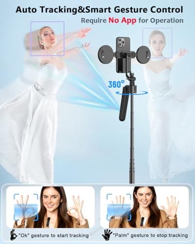 Vlogging Kit for iPhone/Android, 63”Auto Face Tracking Tripod for iPhone with Light, Wireless Microphones, Scrolling Remote Control for TikTok, Content Creator Kit for YouTube Starter