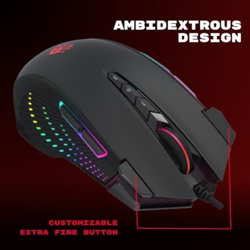 Bloody J90s RGB Gaming Mouse, High Precision 8000 CPI, 150 IPS, 25g Acceleration, 12 Customizable Buttons, Ambidextrous
