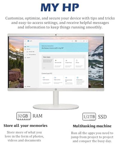 HP All-in-One Desktop Computer, Microsoft Office Lifetime License, Win 11 Pro, Wi-Fi 6, Bluetooth, Intel Celeron J4025 Processor, 21.5'' FHD Display (32GB RAM • 1TB SSD)