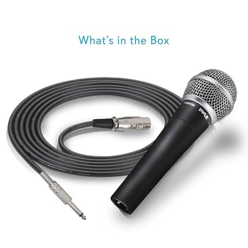 Pyle Handheld Microphone PDMIC58 - Dynamic Moving Coil Cardioid Unidirectional Includes 15ft XLR Audio Cable to 1/4'' Audio Connection