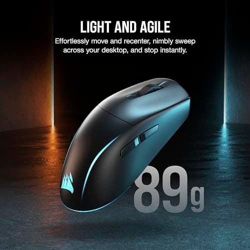 Corsair M75 Wireless RGB Lightweight FPS Gaming Mouse – 26,000 DPI – Swappable Side Buttons – iCUE Compatible – PC – Black