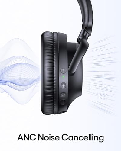 TAGRY Active Noise Cancelling Headphones 100H Playtime Wireless Over Ear Bluetooth Headphones Fast Charging Earphones with Deep Bass Comfort Light Weight Headsets for Travel Home Office PC Black
