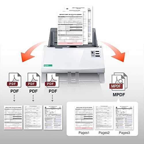Plustek PS3140U Duplex Document Scanner, Citrix Ready & Twain Support for PC and Mac, Scan and Save Batch Documents