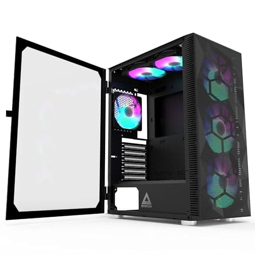 Montech X3 Mesh, 6 Fans - 3x 140mm & 3x 120mm Fixed RGB Lighting Fans, ATX Mid-Tower PC Gaming Case, USB3.0, Door Open Tempered Glass Side Panel, High Airflow, Black