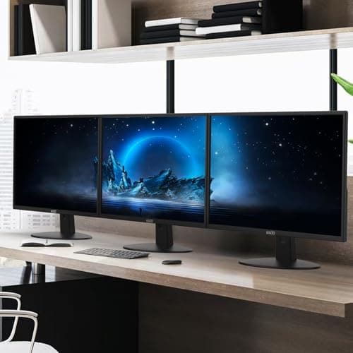 Kado Triple Monitor Setup - 3-Pack 22" 1920x1080 Computer Monitor 75Hz VESA Mount HDMI Office Gaming Hybrid Built-in Speakers (E22 Trio Series)