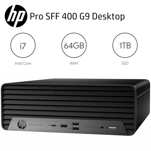 HP Core i9 Desktop Computer, 64GB RAM, 1TB SSD | SFF Small Form Factor, Intel Core i9 16-Core Processor, Type-C, HDMI, DisplayPort, Wired Keyboard and Mouse, Windows 11 Pro