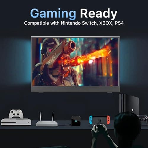 15.6 inch Portable Monitor,1080P USB-C HDMI,Portable Monitor for Laptop, HDR Plug&Play,PC,Mac,Phone,PS,Xbox,Swich,IPS Ultra-Thin Zero Frame, Metal Case