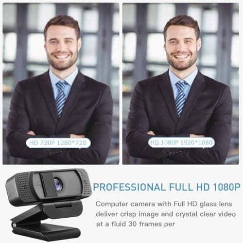 1080P Webcam with Microphone for PC Streaming, Web Camera for Desktop with Privacy Cover, 100° Wide Angle, Auto Light Correction, USB Plug&Play Web Cam for OBS/Gaming/Zoom/Skype/FaceTime/Teams/Twitch