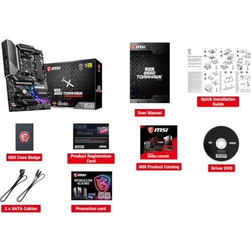 msi MAG B550 TOMAHAWK Gaming Motherboard (AMD AM4, DDR4, PCIe 4.0, SATA 6Gb/s, M.2, USB 3.2 Gen 2, HDMI/DP, ATX, AMD Ryzen 5000 Series processors)