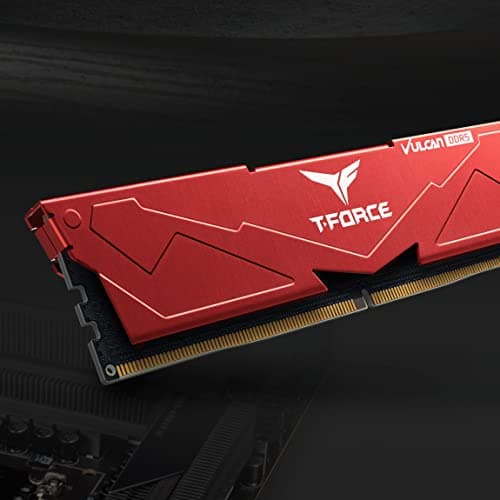 TEAMGROUP T-Force Vulcan DDR5 32GB (2x16GB) 6000MHz (PC5-48000) CL38 Intel XMP 3.0 & AMD Expo Compatible Desktop Memory Module Ram Red FLRD532G6000HC38ADC01