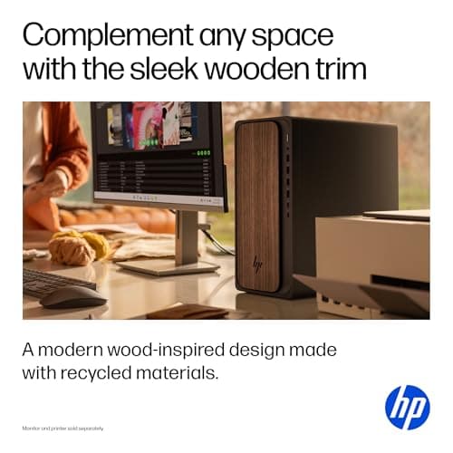 HP OmniDesk Desktop PC, Intel Core Ultra 7 265, 32 GB RAM, 2 TB SSD, Intel Graphics, Windows 11 Home, Microsoft Copilot, Dark Wood, M03-0060 (2025)