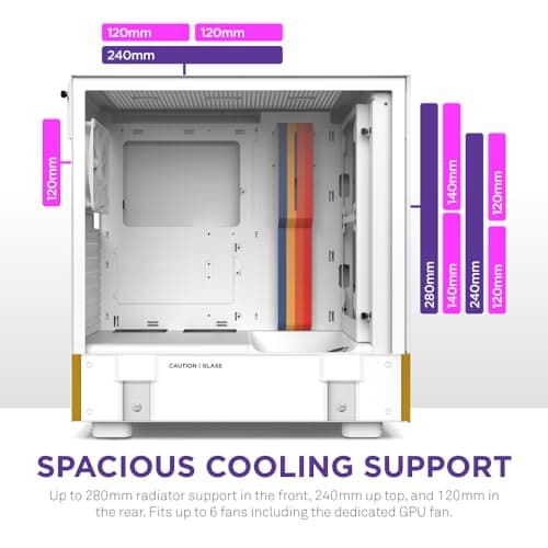 NZXT H5 Flow Starfield | Compact ATX Mid-Tower PC Gaming Case | High Airflow Perforated Front Panel | Tempered Glass Side Panel | Cable Management | 2 x 120mm Fans Included | 280mm Radiator Support