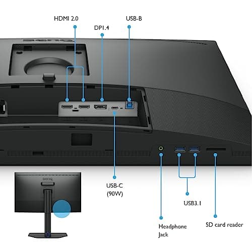 BenQ SW272Q 27-inch 2K 90W USB-C Photographer Monitor, 99% Adobe RGB, 98% DCI-P3/Display P3, Nano Matte Panel with TUV Anti-Reflection Certification, 1.07 Billion Colors, 16 bit 3D LUT, HDR