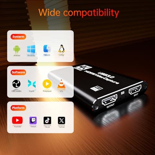 Newhope HDMI Capture Card for Streaming, Full HD 1080P 60FPS Capture USB 3.0 Game Audio Video Capture Card,for Streaming Camera/Xbox/PS4/PS5/Switch/PC