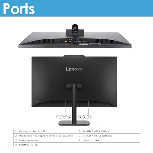 Lenovo All-in-One Desktop with Intel 4-Core Processor| 24 inch Full HD Display| 16GB DDR4 RAM, 512GB PCIe SSD| WiFi 6| Bluetooth| USB, Ethernet Ports| Windows 11 Pro| HDMI Out for External Display