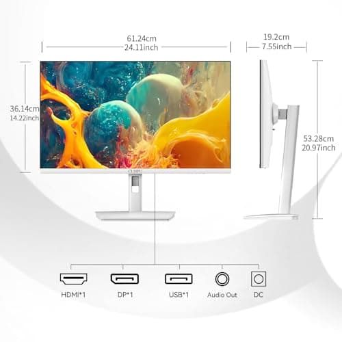 27 Inch 2560x1440p 120Hz White Monitor, IPS Ultra-Thin Bezel Computer Gaming Monitor, 100% sRGB, 16.7M Colors, Adaptive Sync, HDMI/DP, VESA 100x100mm, Eye Care, Tilt Adjustable for Game and Work