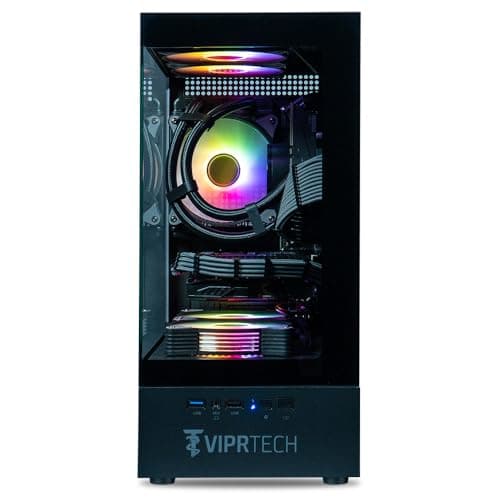 ViprTech Stryker 3.0 Liquid-Cooled PC - AMD Ryzen 7 (4.1GHz Turbo), RTX 3060 12GB, 32GB DDR4 3200, 1TB NVMe SSD, 700W PSU, WiFi BT, Win 11 Pro, RGB, Gaming Desktop Computer Prebuilt, Black