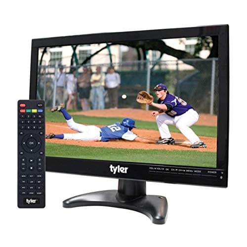 Tyler 14” Portable TV LCD Monitor 1080P Rechargeable Lithium Battery Operated, 2 Antenna, HDMI, USB, RCA, FM Radio, Digital Tuner, AV Inputs, AC/DC, TV Stand and Remote Control for Car Travel