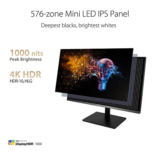 ASUS ProArt Display 32” 4K HDR Computer Monitor (PA32UCR-K) - IPS, 1000nits, ΔE < 1, 98% DCI-P3, 99.5% Adobe RGB, USB-C, HDMI, X-rite i1 Calibrator, Compatible with Laptop & Mac Monitor,BLACK