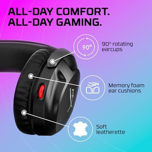HyperX Cloud Stinger 2 – Gaming Headset, DTS Headphone:X Spatial Audio, Lightweight Over-Ear Headset with mic, Swivel-to-Mute Function, 50mm Drivers, PC Compatible, Black