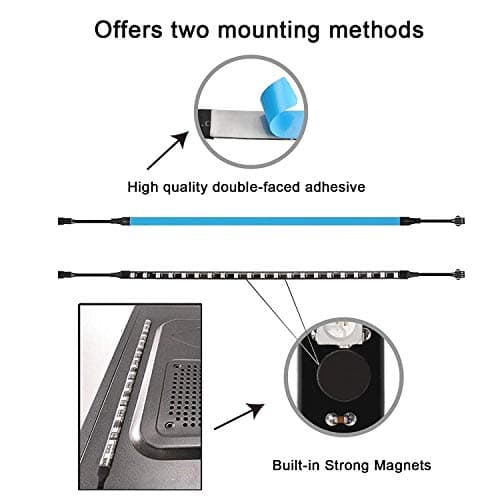 Addressable RGB PC LED Strip, 13.78 x 0.39 x 0.12 inches Clear Silicone Covering, for 5V 3-pin argb Header, Built-in Eight Strong Magnets, Easy to Install