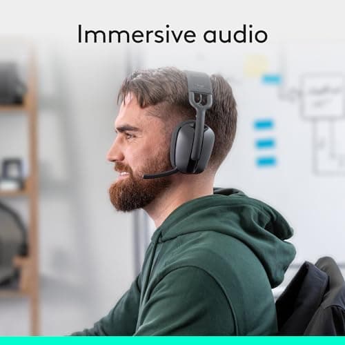 Logitech Zone Vibe 100 Lightweight Wireless Over Ear Headphones with Noise Canceling Microphone, Advanced Multipoint Bluetooth Headset, Works with Teams, Google Meet, Zoom, Mac/PC - Graphite