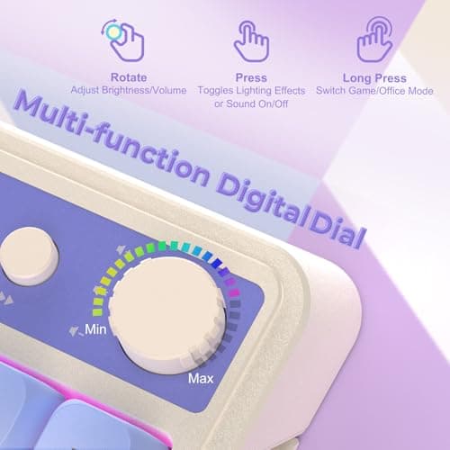 AULA 99 Key Keyboard, Tri-Mode Bluetooth/2.4GHz/USB-C Cute Creamy Gaming Keyboard with Number Pad RGB Backlit, Media Knob Custom Mechanical Feel Computer Keyboards for MAC Xbox PC Gamer - Purple
