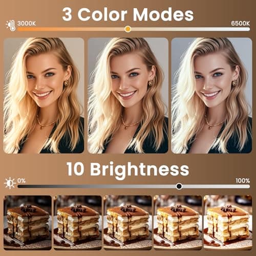 MACTREM 10“ Desk Ring Light with Stand, Desktop LED Circle Halo Light with Phone Holder for Computer Zoom Meeting, Laptop Light for Conference Video Calls, Live Streaming, Podcast, Selfie, Makeup