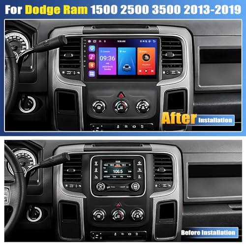 [8 Core 4G+64G] Android 13 Car Stereo for Dodge Ram 1500 2500 3500 2013-2019 with Wireless Apple Carplay Android Auto,9'' HD Touchscreen Dodge Ram Radio with WiFi,GPS/Bluetooth FM/RDS +Backup Camera