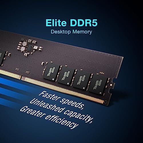 TEAMGROUP Elite DDR5 32GB Kit (2x16GB) 5600Mhz PC5-44800 CL46 Non-ECC Unbuffered UDIMM 288 Pin PC Computer Desktop Memory Module Ram Supports Intel & AMD TED532G5600C46DC01