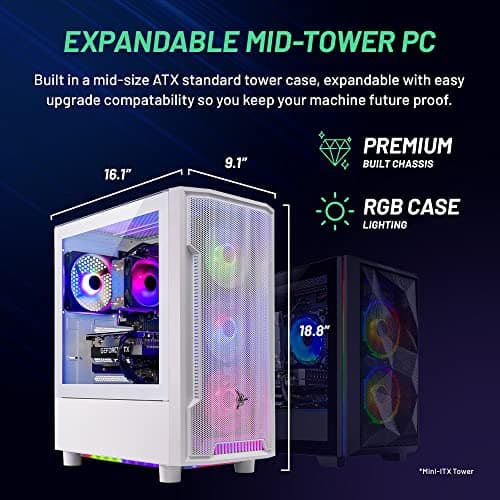 Skytech Archangel Gaming PC Desktop, Intel i5 13400F 2.5 GHz (4.6GHz Turbo Boost), NVIDIA RTX 4060 8GB GDDR6, 2TB SSD, 32GB DDR5 RAM 5200 RGB, 650W Gold PSU, Wi-Fi, Win 11 Home