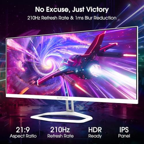 Sceptre IPS 30-inch Gaming Monitor 2560 x 1080 DisplayPort x2 HDMI x2 up to 210Hz 1ms Ultra Wide/Slim Build-in Speakers, Tesla-White 2025 (E305B-FU200TW)