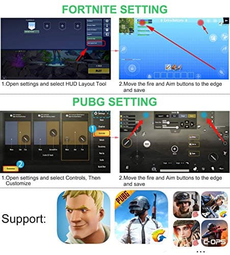 Mobile Phone PUBG Game Controller L1R1 Shoot and Aim Trigger Joystick Ergonomic Gamepad for PUBG Mobile/Knives Out,Phone Gaming Controller for 4.7''- 7.0'' Android & iOS (H6)