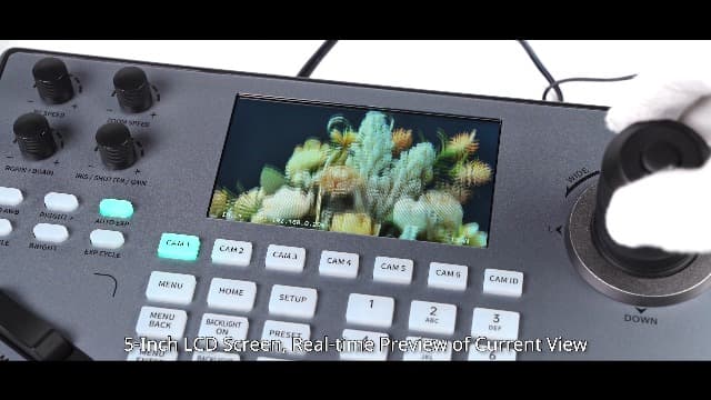 iuZee PTZ Camera Controller 4D Joystick PoE IP PTZ Keyboard Controller 5" LCD Screen Preview for Live Streaming Meeting Church Education, Support VISCA PELCO-P PELCO-D RS422 RS485 RS232 RJ45