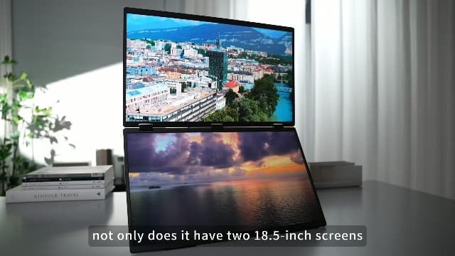 InnoView 18.5" Laptop Screen Extender 115% sRGB 100Hz Dual Monitors Stacked Folding Triple Monitor (Wins/Mac) 1080P Triple Portable Monitor for Laptop 90°/180° Rotation Black (No Driver Needed)