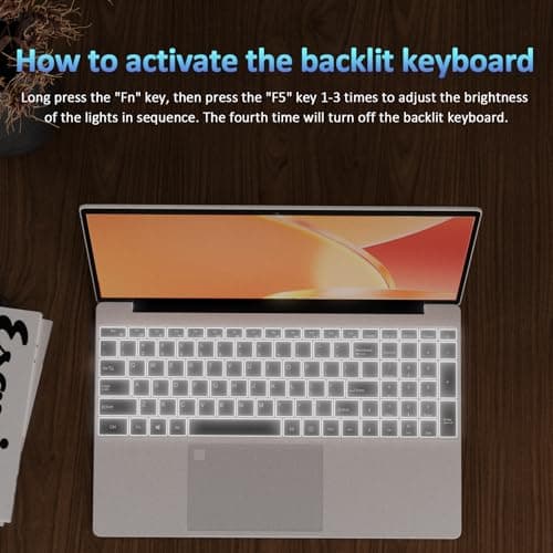 15.6" Laptop Computer, 16GB RAM, 1TB NVMe, 4C4T N95 1.7-3.4GHz, FHD Display, Backlit Keyboard, Fingerprint Reader, Big 8000mAh Battery, Win11 Pro, Upgradable to 10TB Storage, Silver, T152A