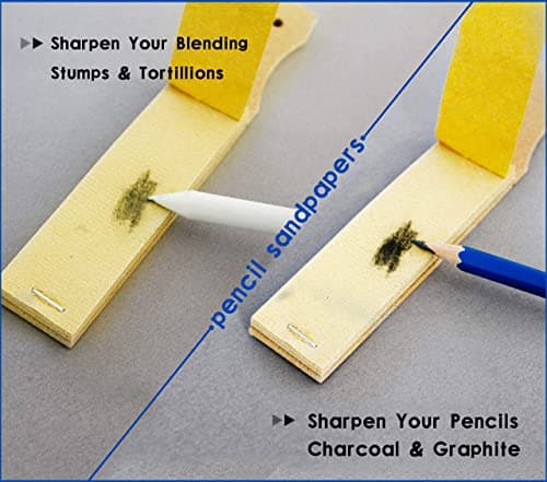 N NOROCME 12 PCS Blending Stumps and Tortillions Paper Art Blenders with Sandpaper Pencil Sharpener Pointer for Student Artist Charcoal Sketch Drawing Tools