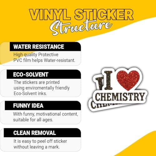 3 Pcs I Love Chemistry Sticker – Cute Science Lab Quote Vinyl Decal Waterproof for Laptop, Water Bottle, Notebook – Gift for Chemistry Teachers, Students, Science Lovers – 3 Inch