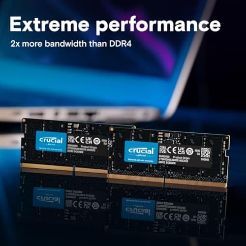 Crucial 16GB DDR5 RAM, 5600MHz (or 5200MHz or 4800MHz) Laptop Memory, SODIMM 262-Pin, Compatible with 13th Gen Intel Core and AMD Ryzen 7000 - CT16G56C46S5