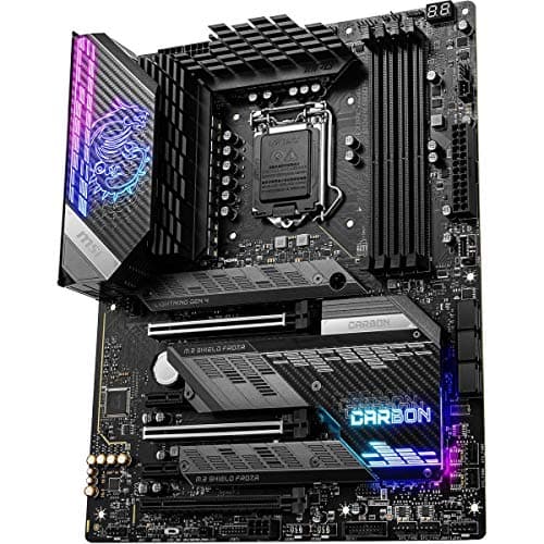 MSI MPG Z590 Gaming Carbon WiFi Gaming Motherboard (ATX, 11th/10th Gen Intel Core, LGA 1200 Socket, DDR4, PCIe 4, CFX, M.2 Slots, USB 3.2 Gen 2, Wi-Fi 6E, DP/HDMI, Mystic Light RGB)
