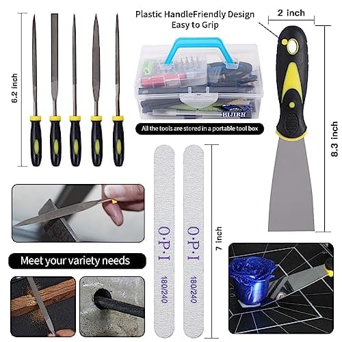 HIJIRH 165 Pcs Pro Grade 3D Printing Tool Kit,3D Printer Tool Kits,Diverse 3D Printer Accessory Including Electric Polishing Machine,Tool Box,for Remove/Trim and Finish 3D Print