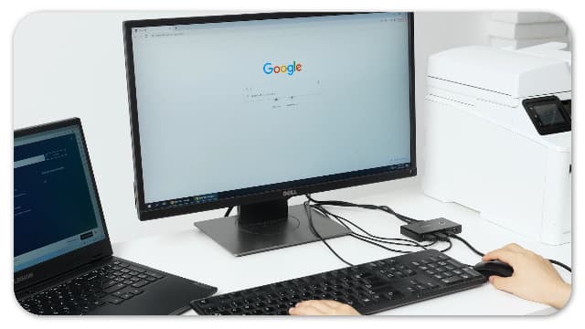 UGREEN USB Switch Selector 2 Computers Sharing 4 USB Devices USB 2.0 Peripheral Switcher Box Hub for Mouse Keyboard Scanner Printer PCs with One-Button Swapping and 2 Pack USB A to A Cable