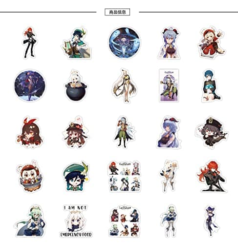 100Packs Genshin Impact Merch Stickers for Adults，Waterproof for Decals，Laptop Hydro Flask Water Bottle Car Cup Computer Guitar Skateboard Luggage Bike Bumper，Kids/Teens Genshin Impact Gift Card