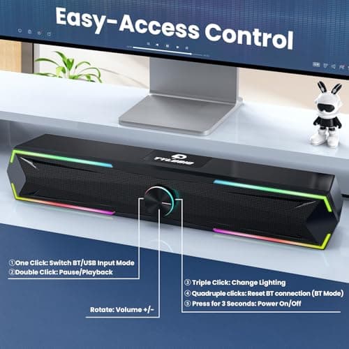Bluetooth Computer Speakers for Pc Desktop with Clear Sound, Flowing LED Computer Speaker for Desktop Laptop Monitor, Bluetooth & USB Input