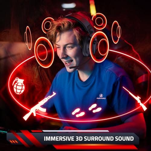 PH3 Wireless Gaming Headset for PS5, PS4, Switch, PC, Mac, Wireless Gaming Headphones with Microphone, Low Latency 2.4GHz Bluetooth Over Ear Headphones with Lossless Audio, 50Hrs Battery, Black