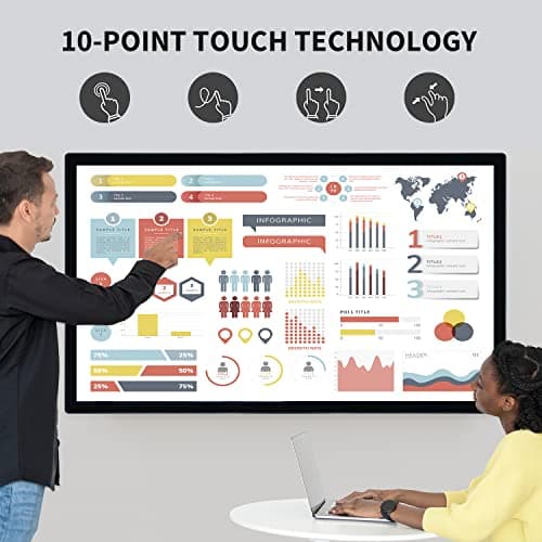 43 inch Interactive Touchscreen Monitor, Smart Board with 16:9 Display 1080P, Win-10 Electronic Whiteboard Touchscreen PC for Office and Classroom, Core i7 RAM 8G & ROM 256G