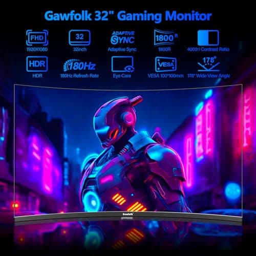 32 inch Gaming Monitor 1800R Curved Computer Monitors 165HZ / 180HZ PC Monitors VA Screen for Home, Office and Dormitory, QHD 1440P Computer Monitor Support HDMI & DP