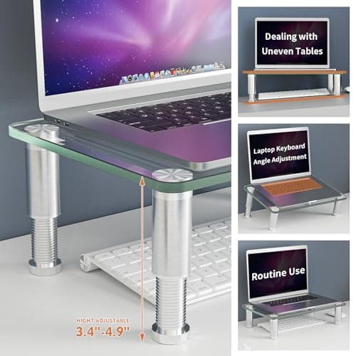 2 Pack Computer Monitor Riser with Height Adjustable Multi Media Desktop Stand for Flat Screen LCD LED TV, Laptop/Notebook/Xbox One